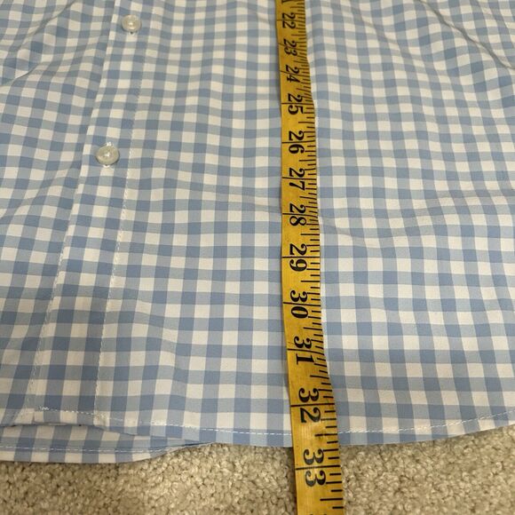 Mizzen Main Shirt Mens 2XL Blue Plaid Button Up Performance Trim Fit Stretch - Picture 5 of 6